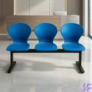 Blue reception waiting bench with durable metal frame and cushioned multi-seat design, comfortable visitor seating solution for office reception, hospital, and commercial waiting areas in Kenya