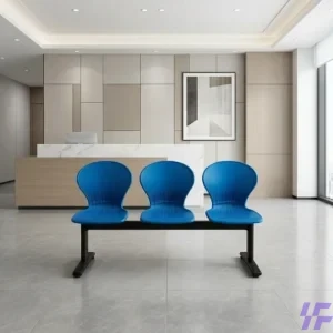 Blue reception waiting bench with durable metal frame and cushioned multi-seat design, comfortable visitor seating solution for office reception, hospital, and commercial waiting areas in Kenya