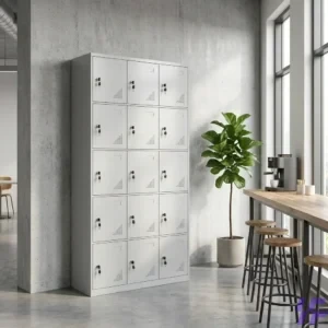 15-locker filing cabinet with durable steel construction and secure individual compartments, heavy-duty storage solution for office, school, and staff locker organization in Kenya