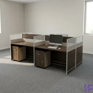 4-seater office workstation with spacious desks, privacy partitions, and durable modern frame, collaborative workspace solution for team productivity in offices and corporate environments in Kenya