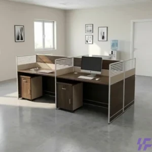 4-seater office workstation with spacious desks, privacy partitions, and durable modern frame, collaborative workspace solution for team productivity in offices and corporate environments in Kenya