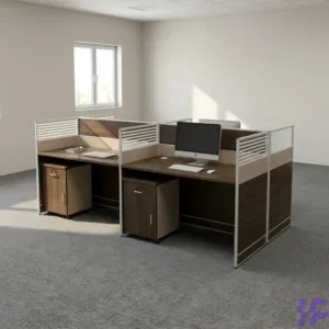 4-seater office workstation with spacious desks, privacy partitions, and durable modern frame, collaborative workspace solution for team productivity in offices and corporate environments in Kenya
