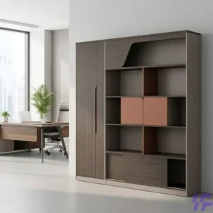 Modern executive office wall unit with sleek storage cabinets, open shelving, and durable premium finish, elegant space-saving furniture solution for organized corporate offices and professional workspaces in Kenya