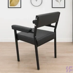 Black leather office guest chair with cushioned seating, durable upholstery, and sturdy frame, comfortable and professional visitor chair for office reception, meeting rooms, and corporate spaces in Kenya