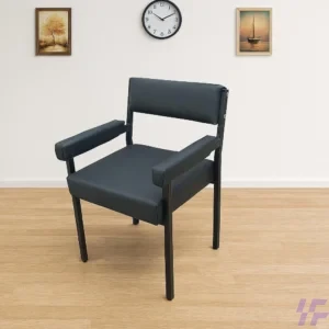 Black leather office guest chair with cushioned seating, durable upholstery, and sturdy frame, comfortable and professional visitor chair for office reception, meeting rooms, and corporate spaces in Kenya