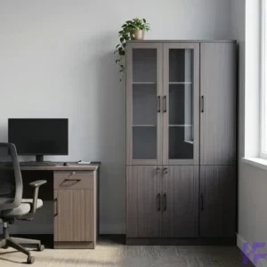 3-door wooden filing cabinet with lockable compartments and spacious shelves, durable office storage solution for organized document filing in home and corporate workspaces in Kenya