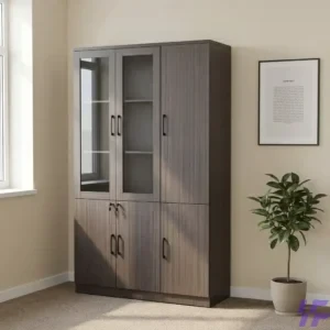 3-door wooden filing cabinet with lockable compartments and spacious shelves, durable office storage solution for organized document filing in home and corporate workspaces in Kenya