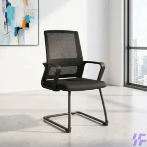 Black cantilever office chair with ergonomic cushioned seat and durable chrome frame, modern comfortable visitor seating for offices, meeting rooms, and reception areas in Kenya