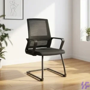 Black cantilever office chair with ergonomic cushioned seat and durable chrome frame, modern comfortable visitor seating for offices, meeting rooms, and reception areas in Kenya