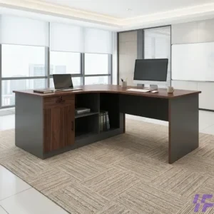 1.4m curved office table with ergonomic modern design, spacious durable work surface, and sturdy frame, professional workstation ideal for offices and home workspaces in Kenya
