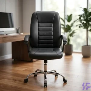 Mid-back leather office chair with ergonomic back support, premium cushioned seating, adjustable height, and durable leather upholstery, comfortable office chair for professional and home workspaces in Kenya.