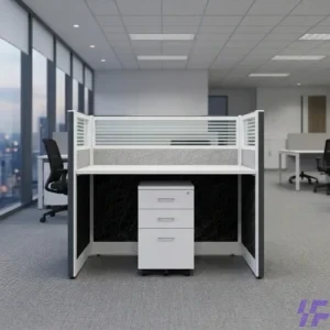 1-seater working station with spacious desk surface, durable modern construction, and ergonomic workspace design, compact office workstation ideal for individual productivity in offices and home workspaces in Kenya.