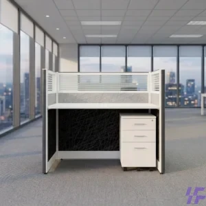 1-seater working station with spacious desk surface, durable modern construction, and ergonomic workspace design, compact office workstation ideal for individual productivity in offices and home workspaces in Kenya.