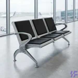Three seater reception bench with comfortable cushioned seating, durable heavy-duty frame, and modern design, ideal visitor seating for office receptions, clinics, hotels, and commercial waiting areas in Kenya.