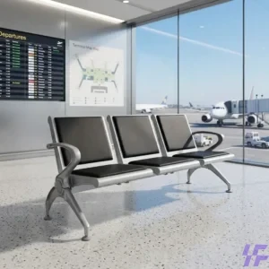 Three seater reception bench with comfortable cushioned seating, durable heavy-duty frame, and modern design, ideal visitor seating for office receptions, clinics, hotels, and commercial waiting areas in Kenya.