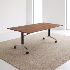 Modern walnut wood 2.4M Rectangular Wooden Conference Room Table with integrated cable grommets for corporate boardrooms