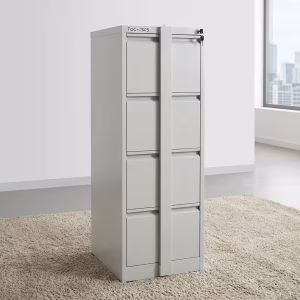 Industrial gray Commercial 4-Drawer Metal File Cabinet with secure key lock for corporate document storage