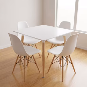 4-Seater Square White Eames Dining Set