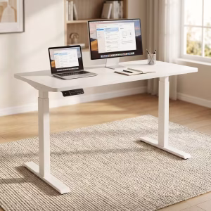 Modern white Ergonomic 1.2m White Smart Office Desk with integrated tech ports and scratch-resistant surface for corporate offices